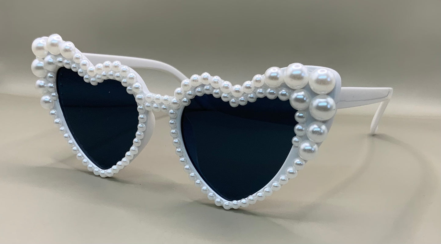 Ladies double Pearl heart sunglasses