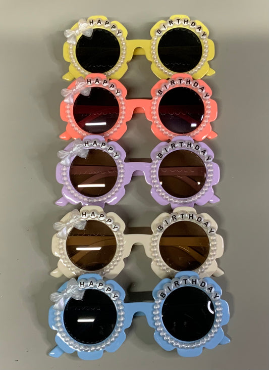 Children's Fashion Birthday Party Sunglasses Flower Pearl Bow Decoration Sweet and Cute Children's Sunglasses