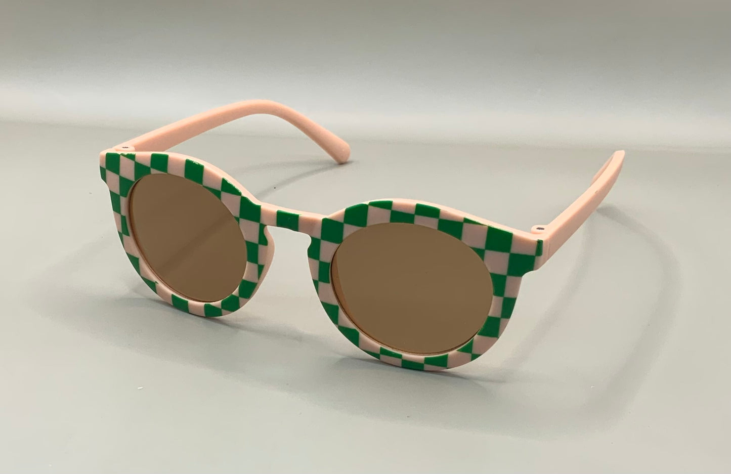 Retro Style Check or Stripe Kid's Round Frame Sunglasses