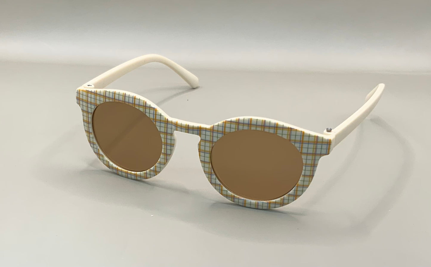 Retro Style Check or Stripe Kid's Round Frame Sunglasses