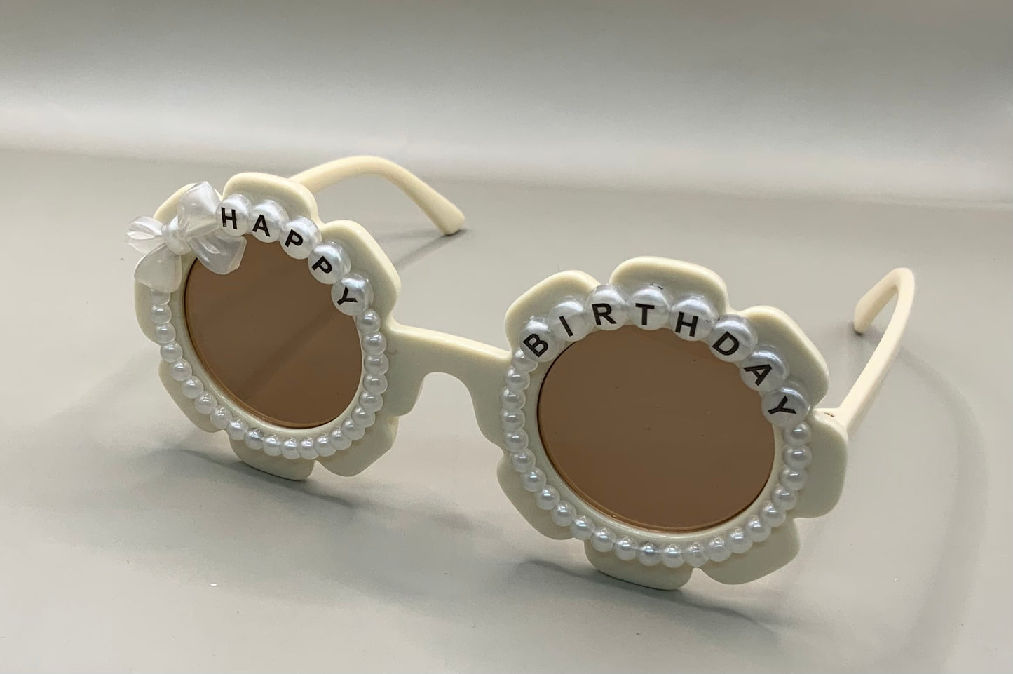 Children's Fashion Birthday Party Sunglasses Flower Pearl Bow Decoration Sweet and Cute Children's Sunglasses