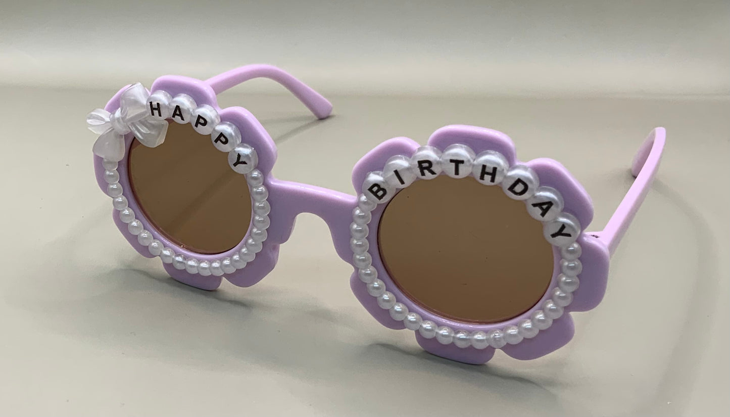 Children's Fashion Birthday Party Sunglasses Flower Pearl Bow Decoration Sweet and Cute Children's Sunglasses