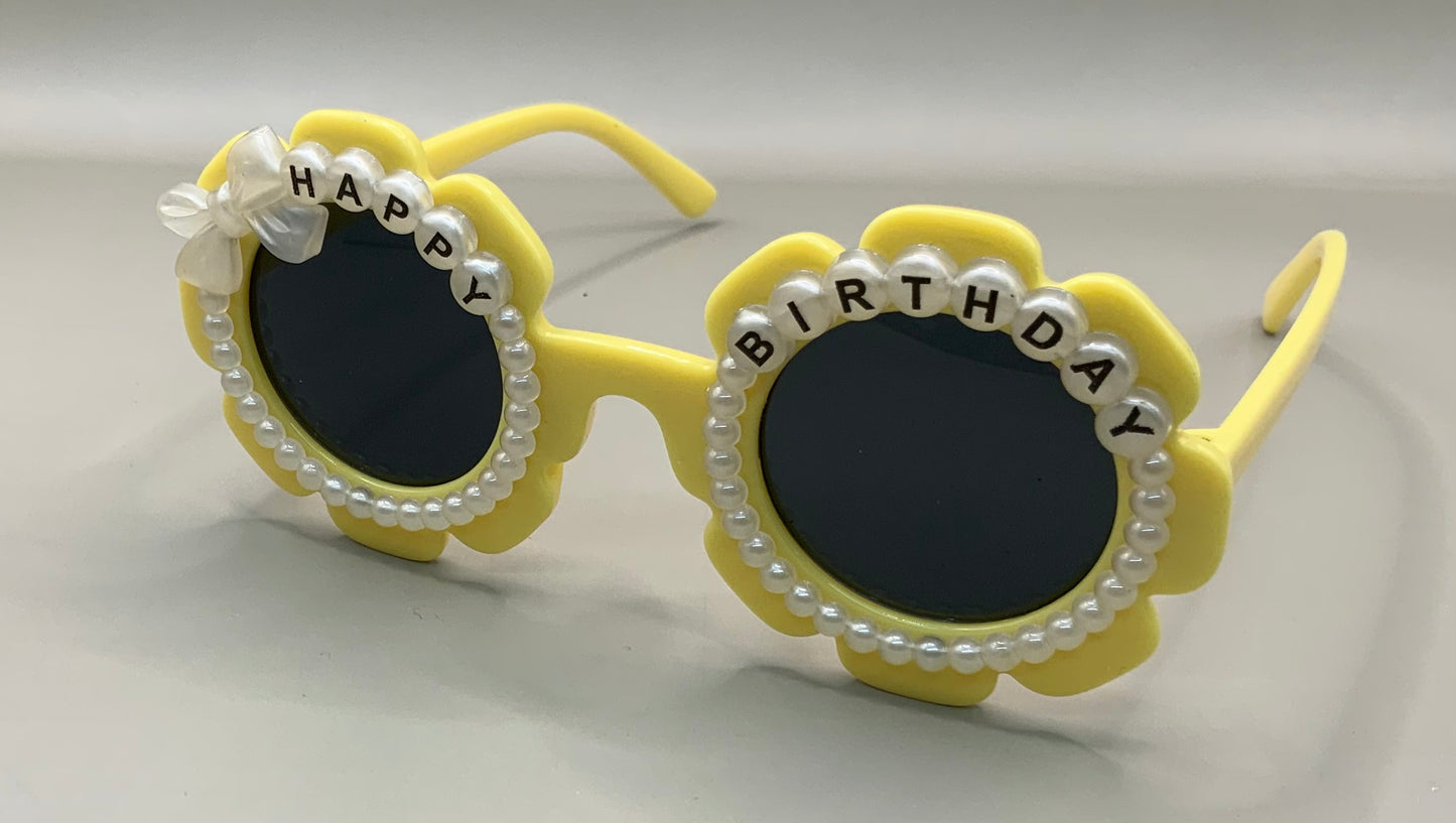Children's Fashion Birthday Party Sunglasses Flower Pearl Bow Decoration Sweet and Cute Children's Sunglasses
