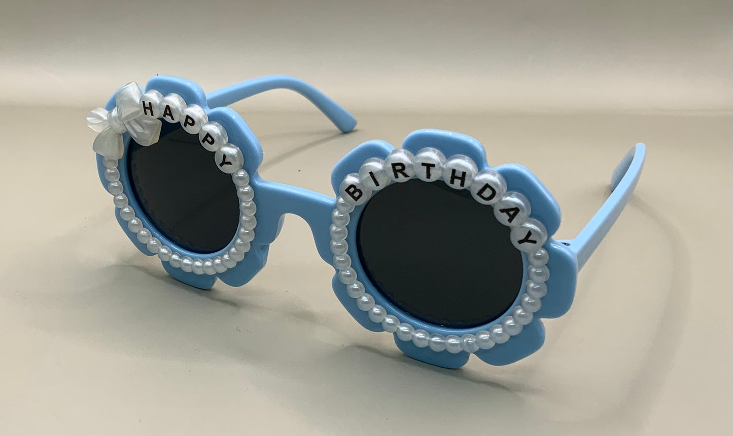 Children's Fashion Birthday Party Sunglasses Flower Pearl Bow Decoration Sweet and Cute Children's Sunglasses