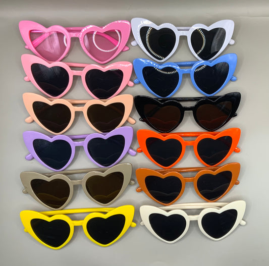 Kids Retro Simple Style Solid Color Heart Shape Full Frame Sunglasses