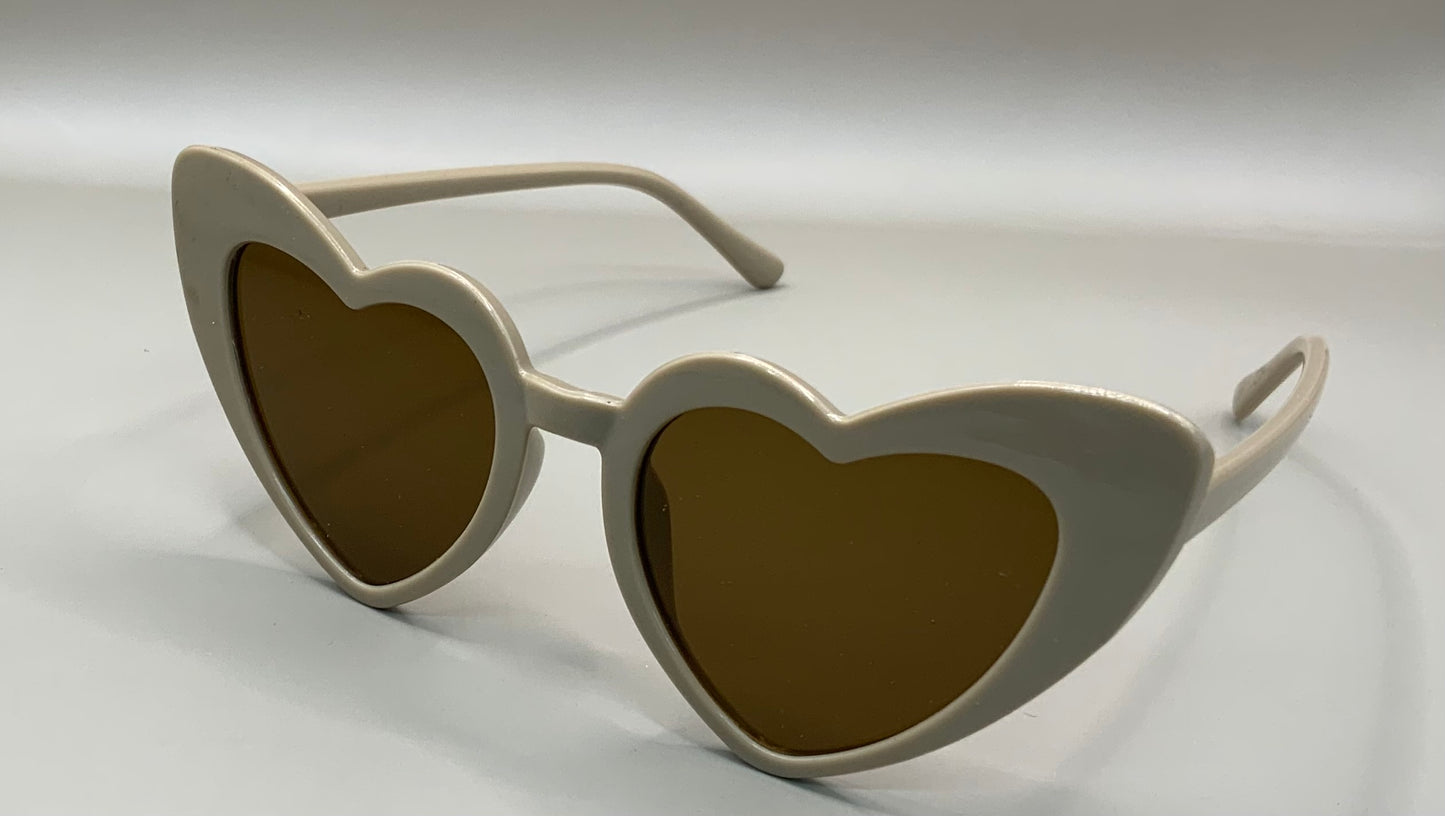 Kids Retro Simple Style Solid Color Heart Shape Full Frame Sunglasses