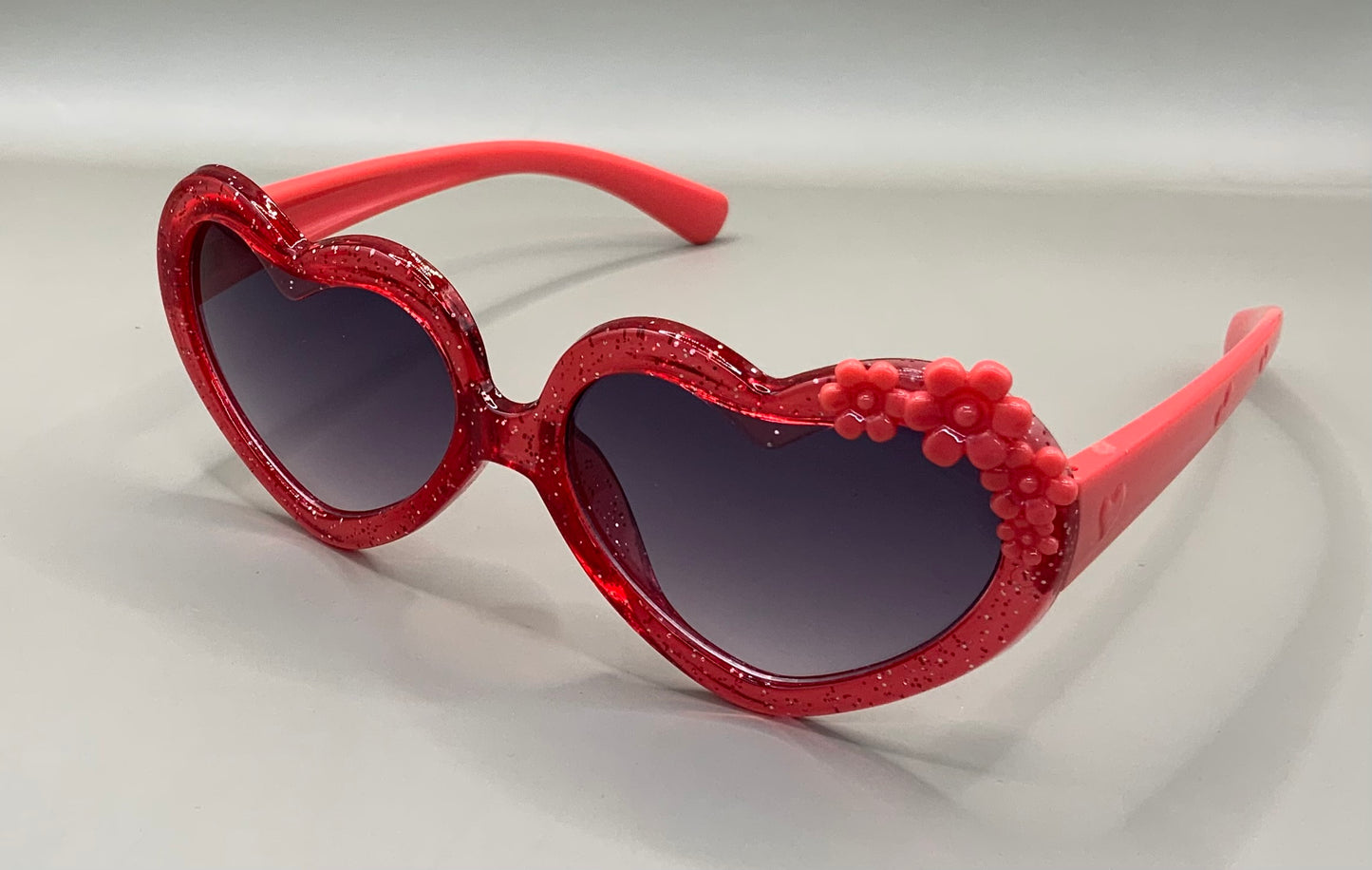 Kids heart shaped glitter and flower sunglasses