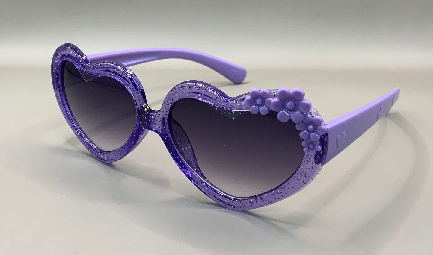 Kids heart shaped glitter and flower sunglasses
