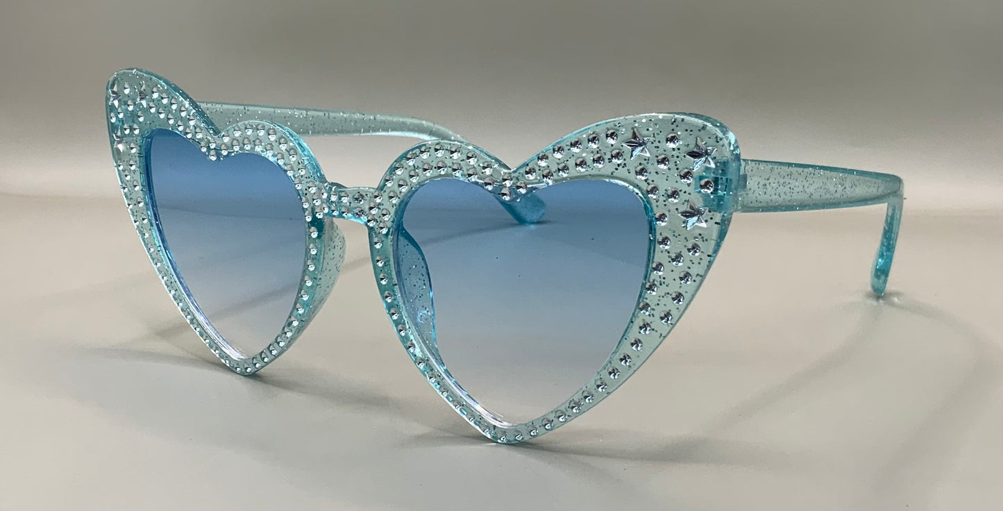 Ladies heart bling glitter sunglasses