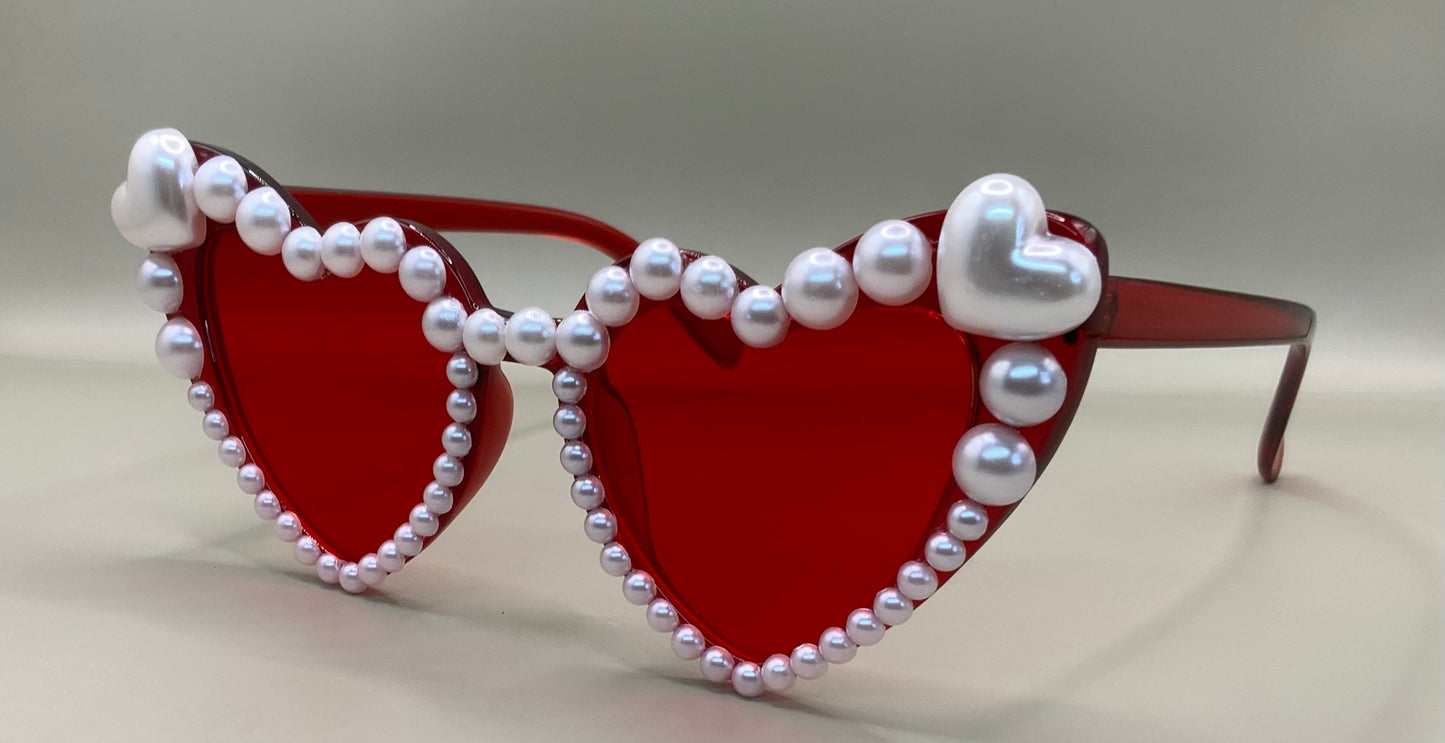 Ladies Pearl heart sunglasses