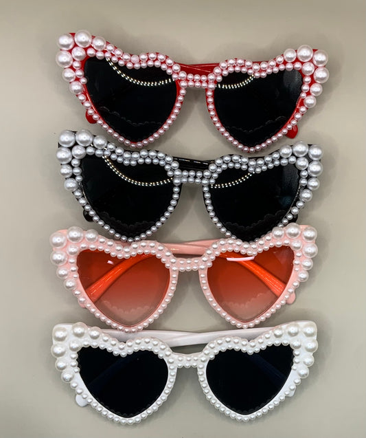 Ladies double Pearl heart sunglasses