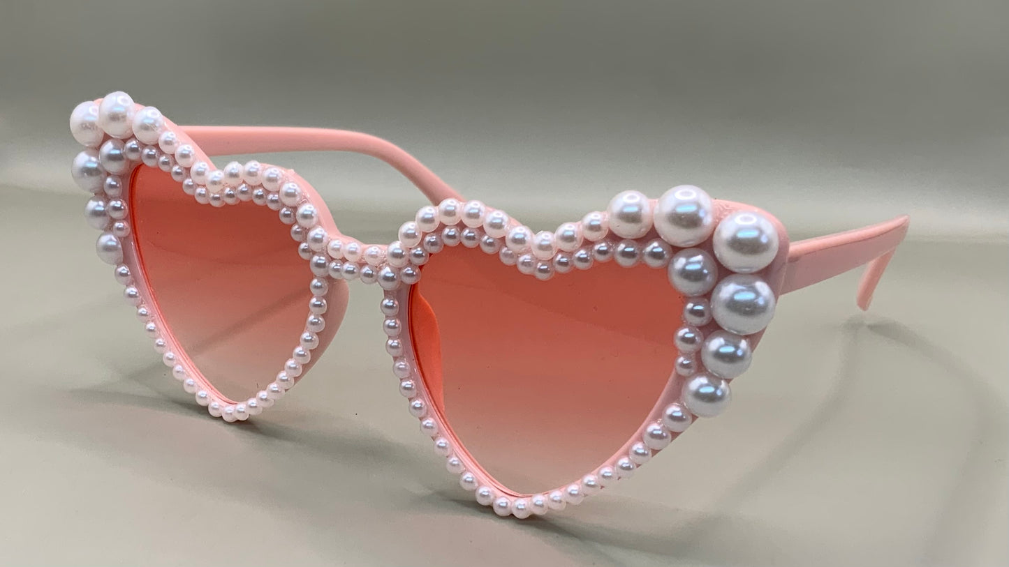 Ladies double Pearl heart sunglasses