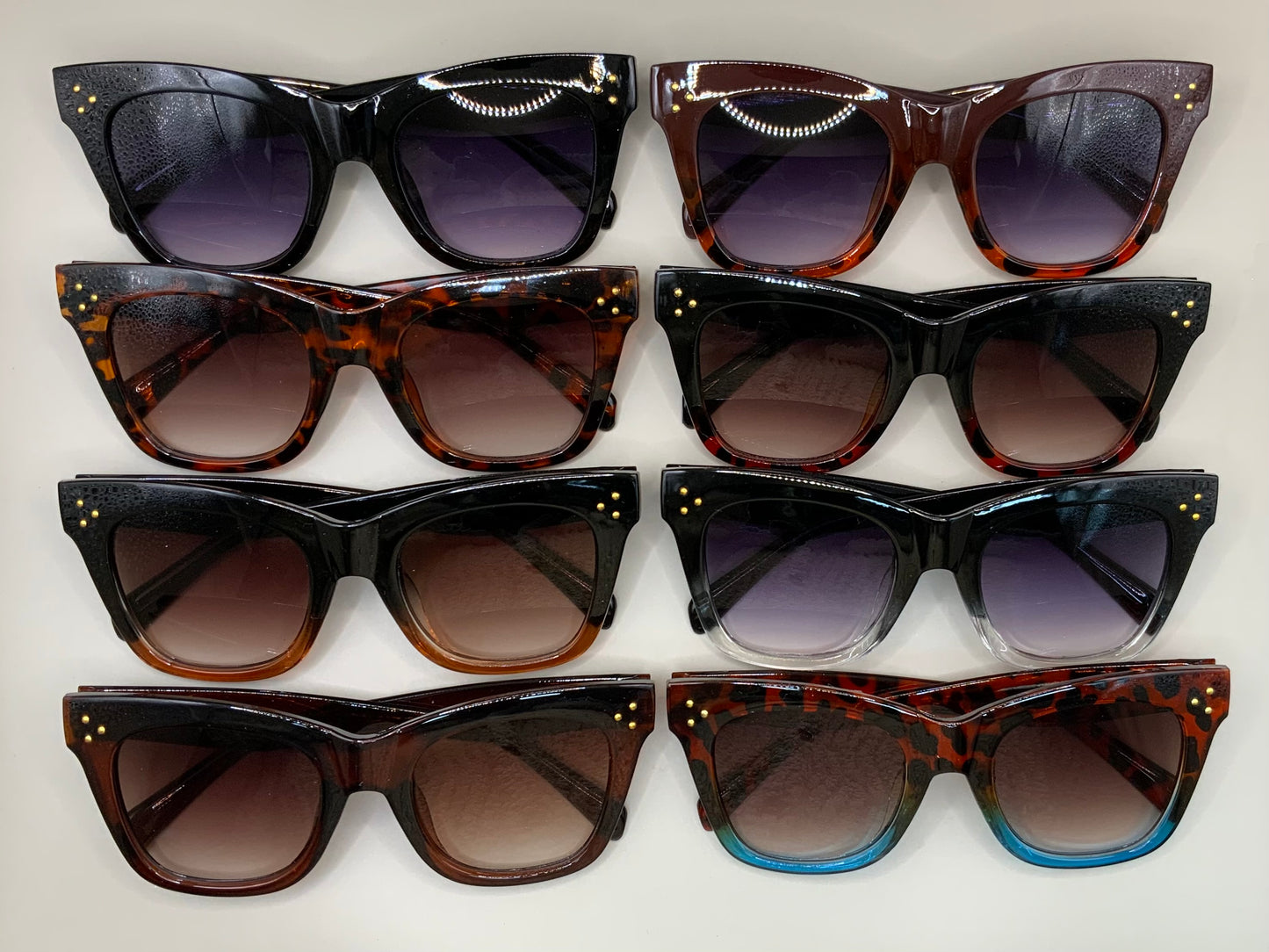 Ladies retro cat eye sunglasses 3 dot gold