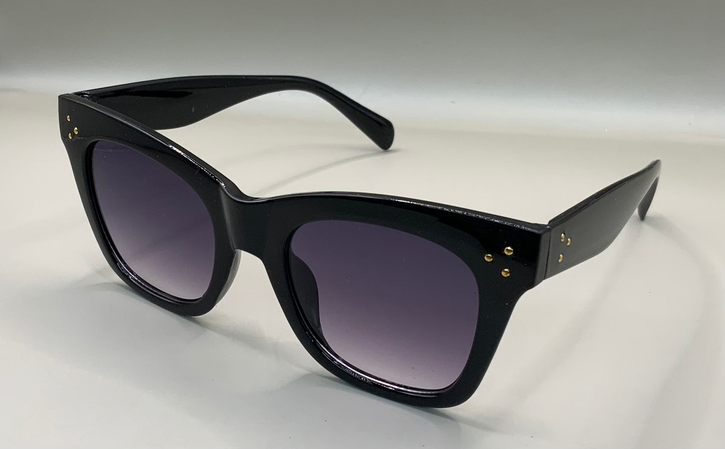 Ladies retro cat eye sunglasses 3 dot gold