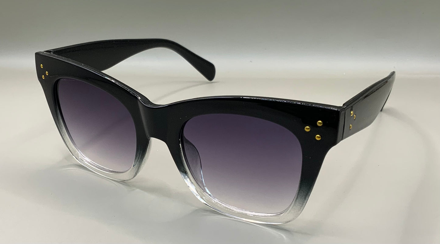Ladies retro cat eye sunglasses 3 dot gold