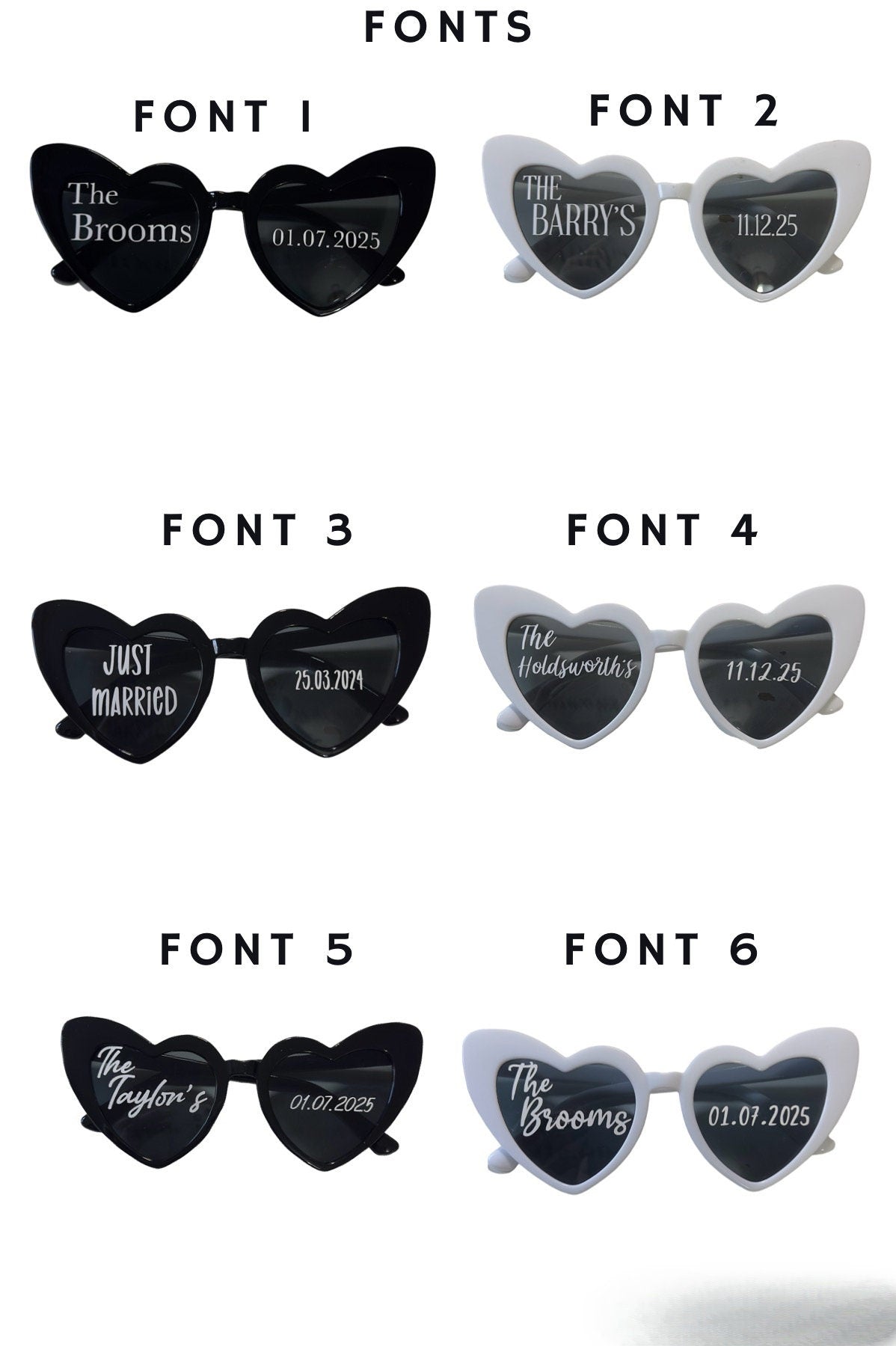 WHITE Personalised wedding sunglasses
